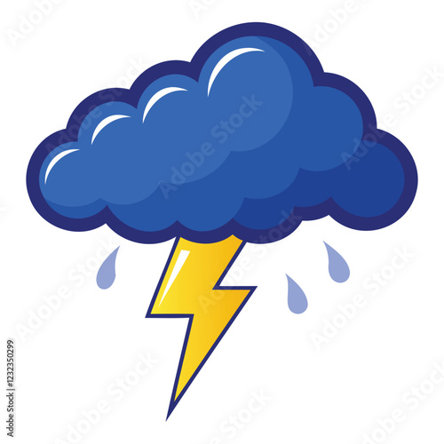 "Blue Cloud with Lightning Vector Design | Storm & Weather Illustration"