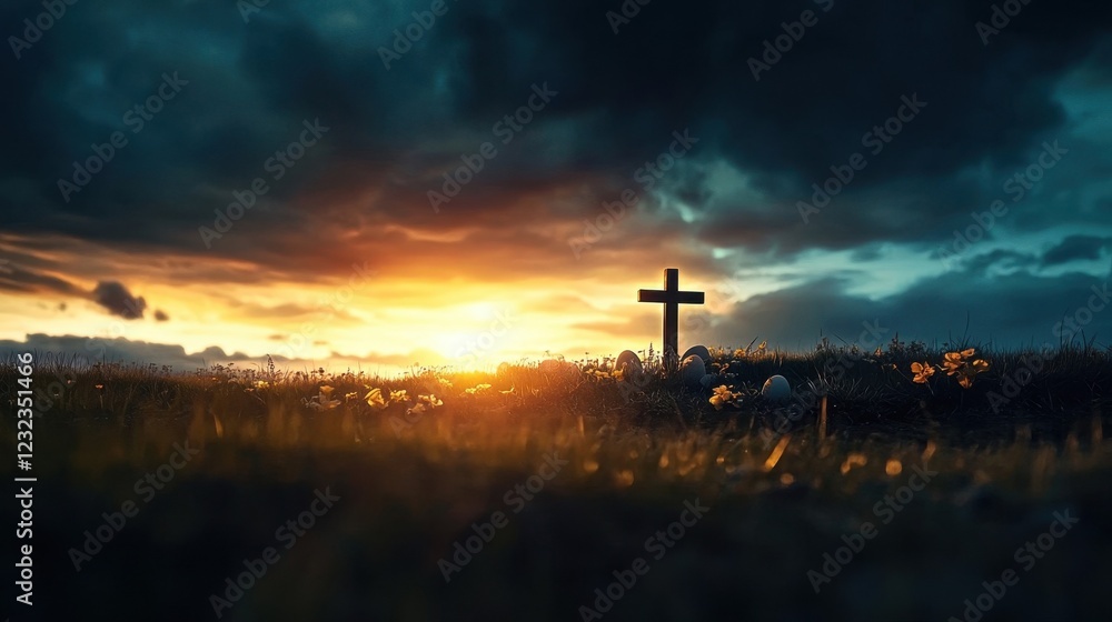 Obraz premium Easter Sunset Cross