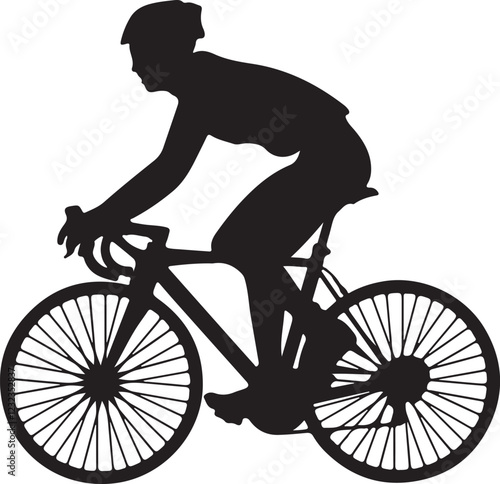 Bicycle rider silhouette white background
