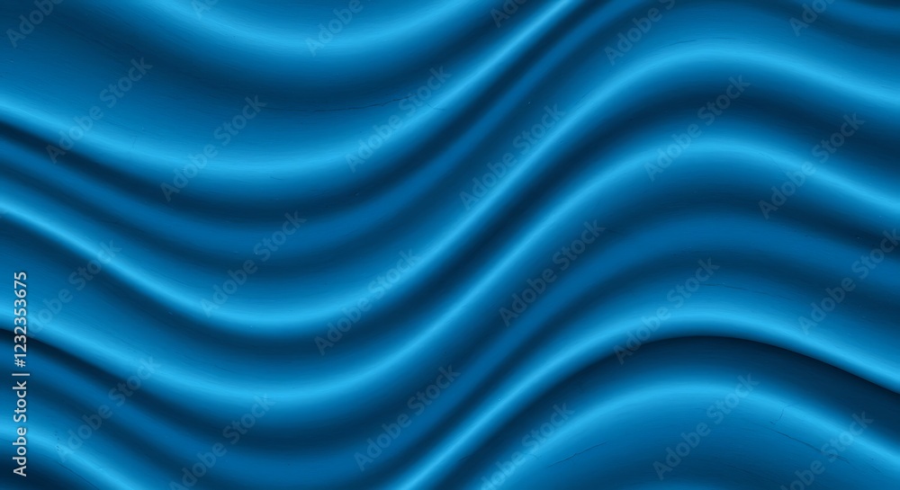 Obraz premium Blue wavy silk shiny background, grainy texture effect, poster background design. 