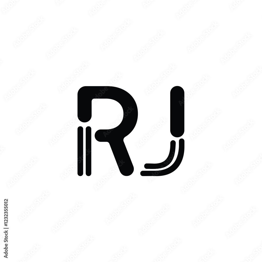 RJ monogram logo design letter text name symbol monochrome logotype alphabet character simple logo RJ monogram logo design letter text name symbol monochrome logotype alphabet character simple logo