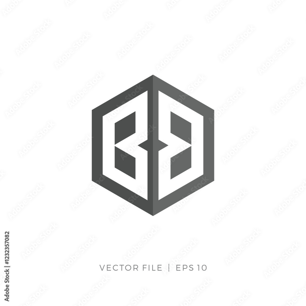 initial letter ambigram BB hexagon logo design initial letter ambigram BB hexagon logo design