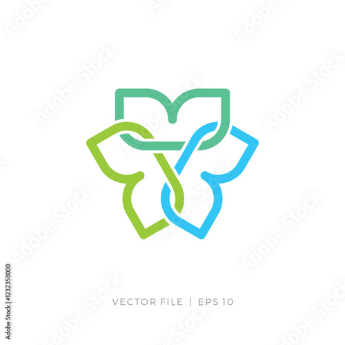 Initial letter B BBB 3B leaf logo design