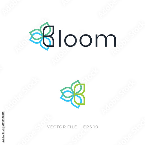Initial letter B Bloom flower leaf logo