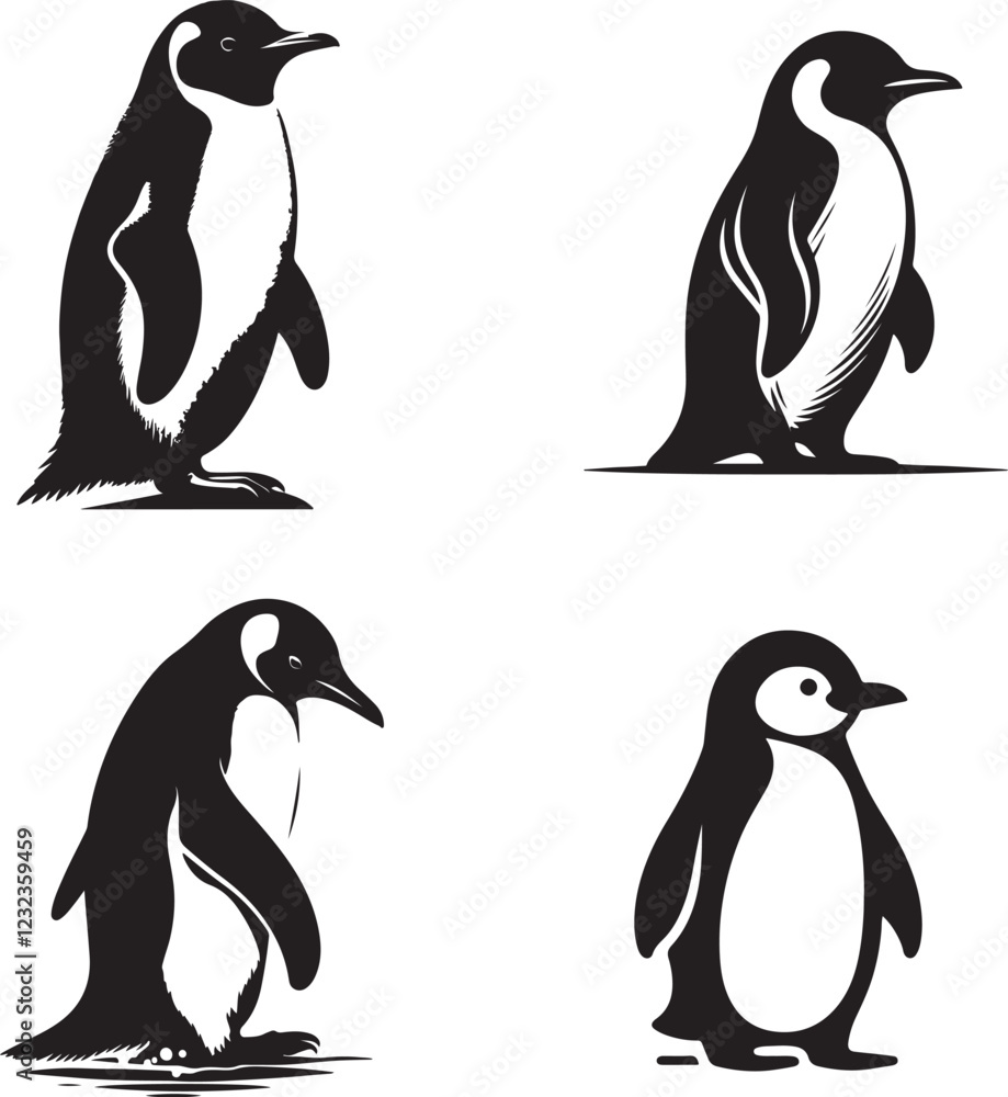 Fototapeta premium Penguin Silhouette white background
