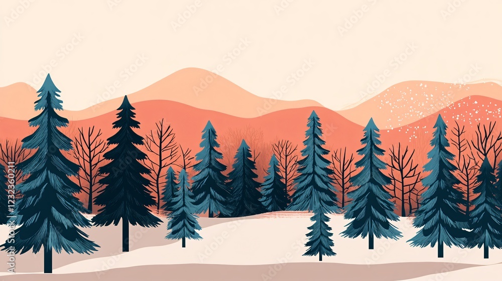 Obraz premium Festive Christmas Trees Background Vector Illustration for Holiday Design Projects