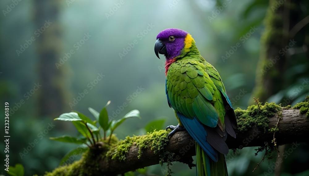 Naklejka premium green and purple macaw