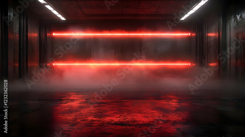 Dark Industrial Room with R...