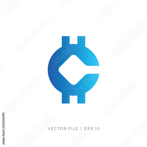 initial letter C token blockchain bitcoin altcoin logo