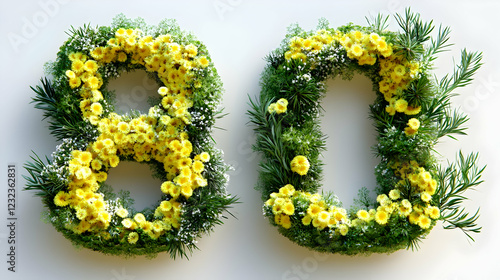 Floral Number 80 Made of Ye...