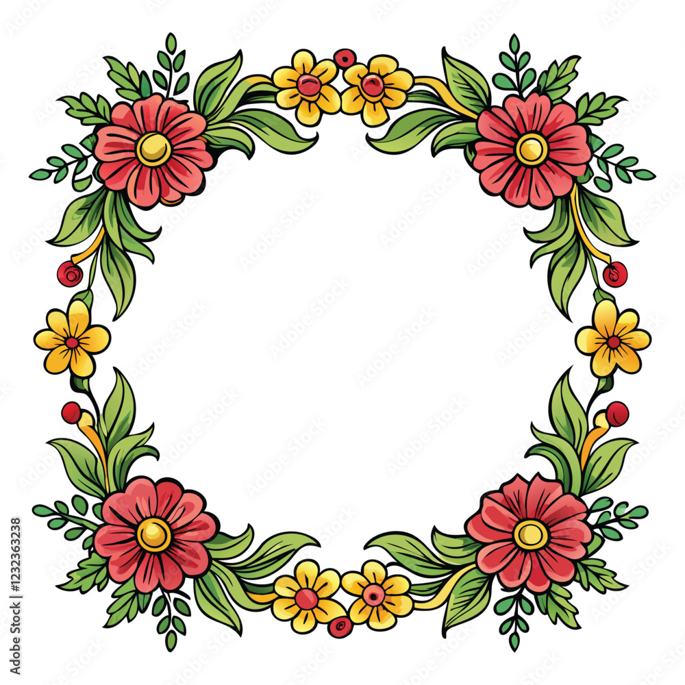 Fototapeta premium Elegant Floral Wreath Vector Design 