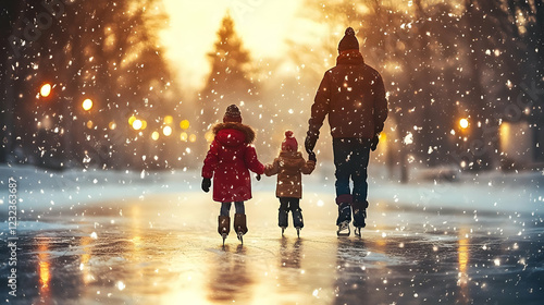 Family Ice Skating Together...