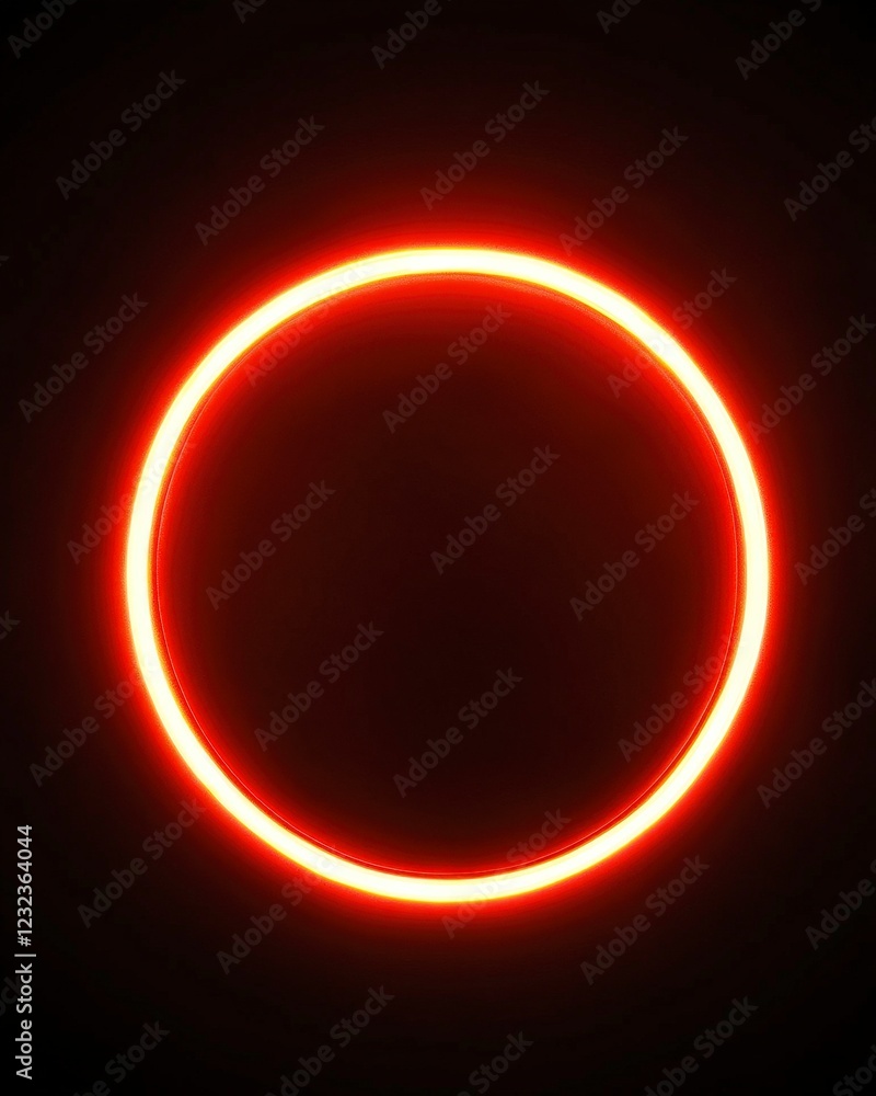Bright Red Neon Circle Glow on Dark Background for Stunning Visuals Bright Red Neon Circle Glow on Dark Background for Stunning Visuals