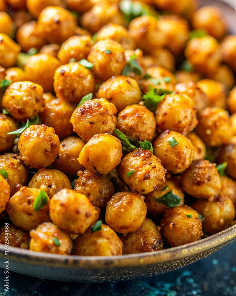 plant-based recipes ,Crispy, spiced chickpeas are served in a bowl, garnished with herbs, showcasing a delicious and healthy snack option. plant-based recipes ,Crispy, spiced chickpeas are served in a bowl, garnished with herbs, showcasing a delicious and healthy snack option.