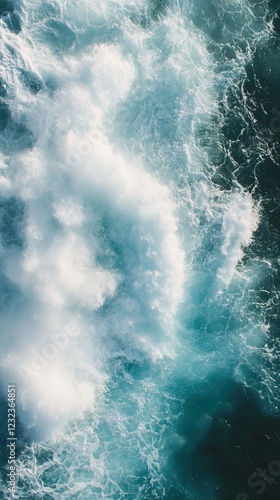 Wallpaper Mural Aerial view of ocean waves, white foam, turquoise water. Torontodigital.ca