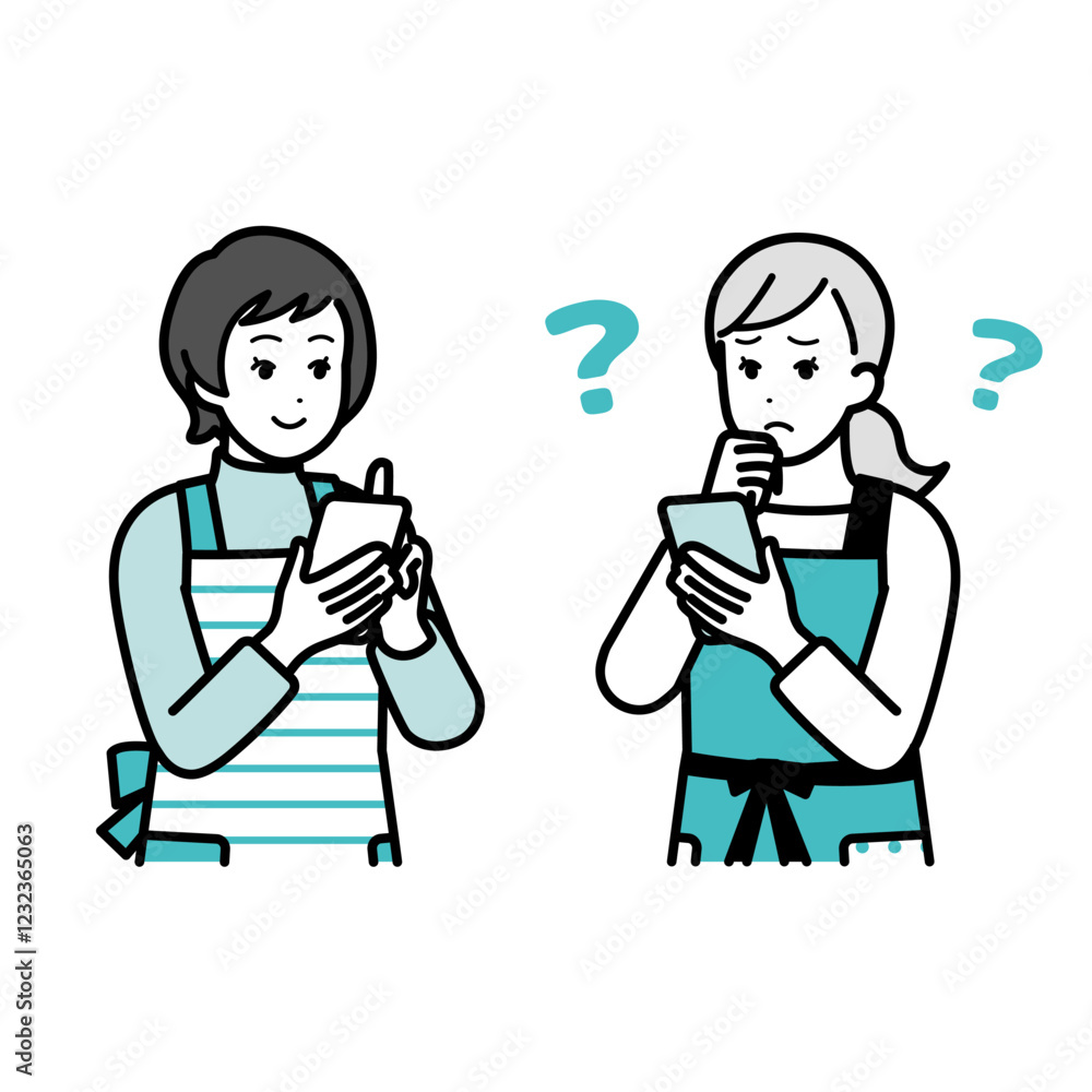 Women having a conversation while holding a cell phone.
Women having a conversation while holding a cell phone.