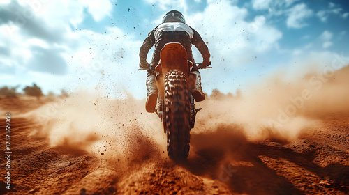 Motocross Rider Rides Throu...