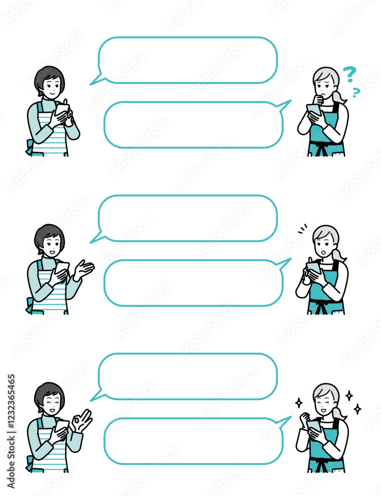 Women having a conversation while holding a cell phone.
Women having a conversation while holding a cell phone.