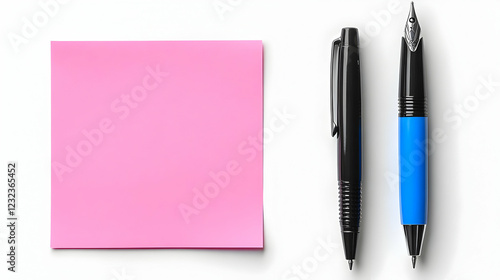 Pink Sticky Note, Black and...