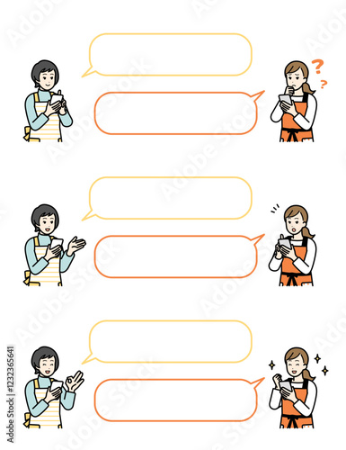 Women having a conversation while holding a cell phone.
