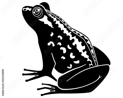 Frog sitting, toad - vector silhouette picture for logo or pictogram. Toad, amphibious animal - sign or icon	 photo