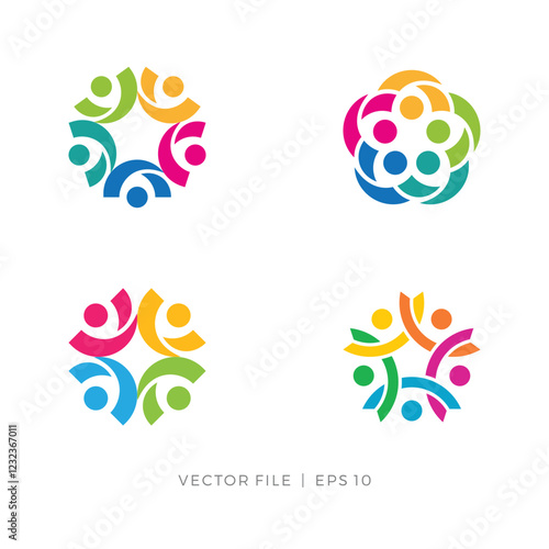 abstract human people holding hands team work charity logo