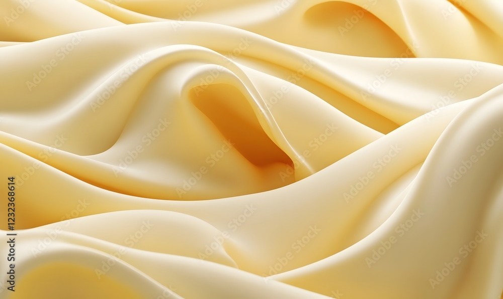 Fototapeta premium Creamy silk fabric drapes, studio shot, elegant texture, website background