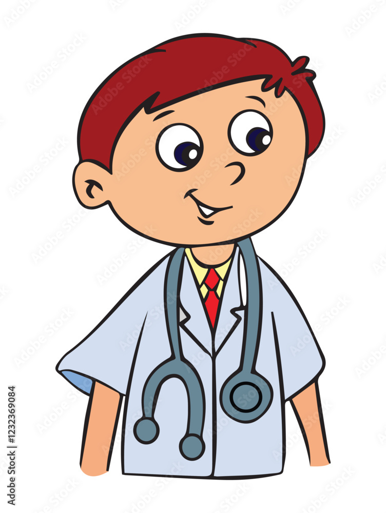 A doctor in smiling isolated on white background