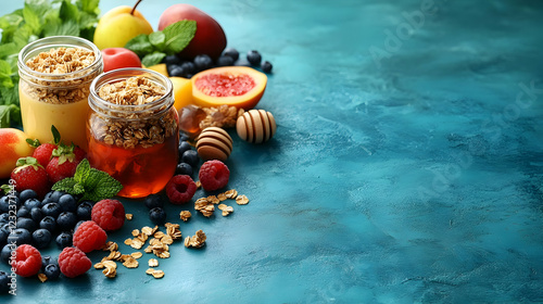 Healthy breakfast jars with...