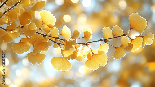 Golden Ginkgo Leaves Glow B...