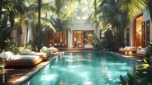Tropical Oasis: Pool, Palm ...