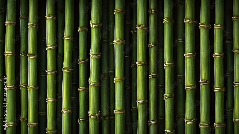 Green Bamboo Stalks Form a Natural Textured Background Illustration Close Up Green Bamboo Stalks Form a Natural Textured Background Illustration Close Up