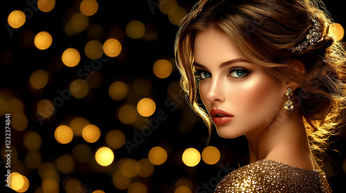 Glamorous Woman Poses Elega...