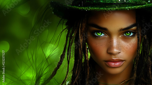Woman with Green Eyes and H...