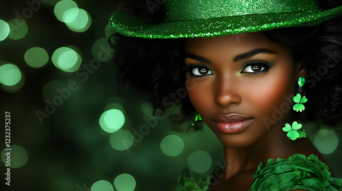 Woman Wears Green Hat and E...