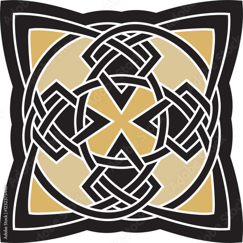Vector gold and black Celtic knot. Ornament of ancient European peoples. The sign and symbol of the Irish, Scots, Britons, Franks.