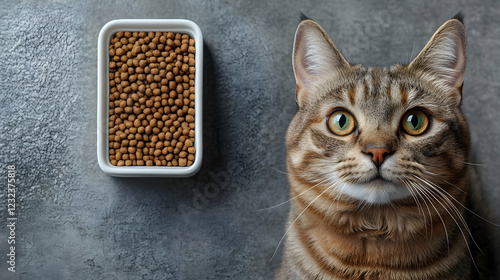 Cute Tabby Cat Looks at a B...