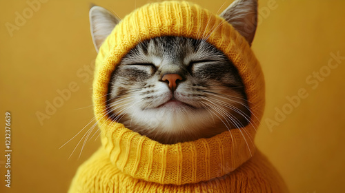 A Gray Tabby Cat Wears a Co...
