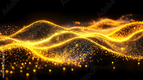 Abstract Golden Particles F...
