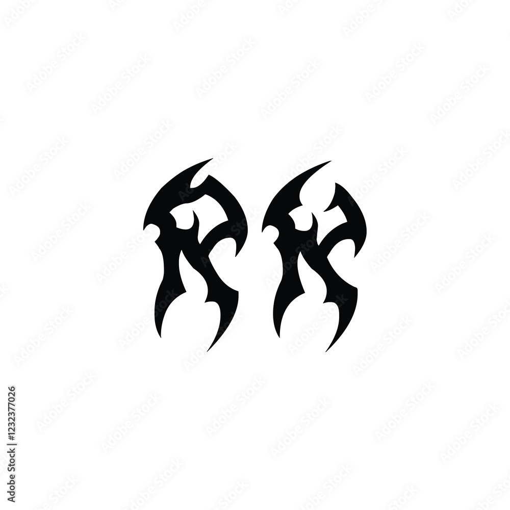 Obraz premium RK monogram logo design letter text name symbol monochrome logotype alphabet character simple logo
