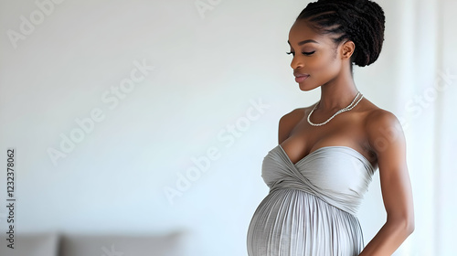 Pregnant Woman in Gray Dres...