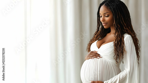 Pregnant Woman in White Dre...