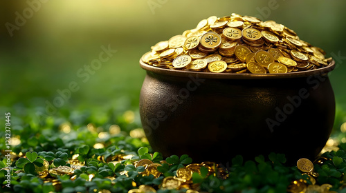 Pot of Gold Coins Overflowi...