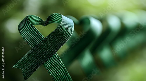 Green Ribbon Forms Heart Sh...