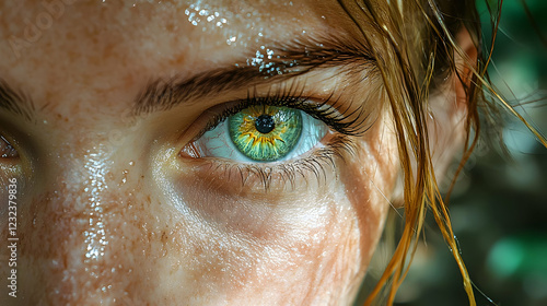 Close-up of Eye with Water ...