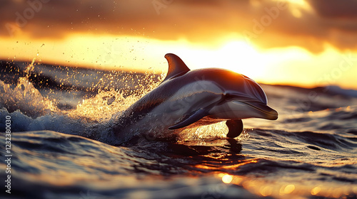 Dolphin Leaps from Ocean Wa...
