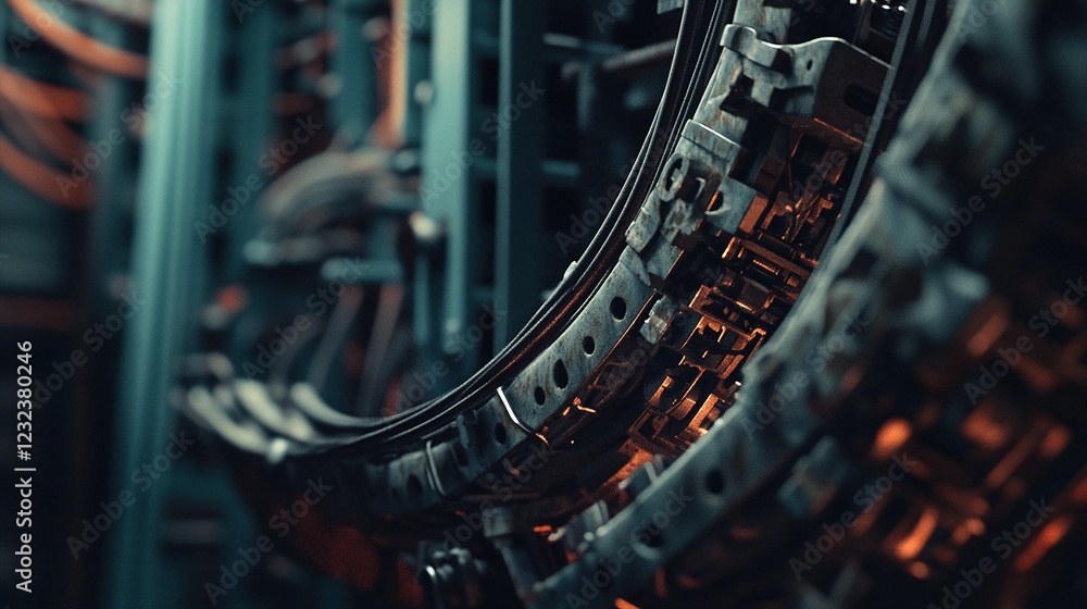 Fototapeta premium Close-up of industrial machinery components.