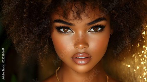Woman with Afro Hairstyle P...