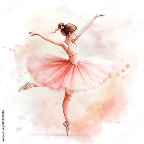 A graceful ballerina in a pink tutu dancing elegantly in a studio