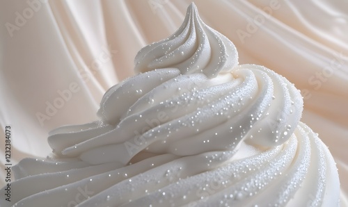 Creamy whipped topping swirls on silk background photo